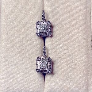 Sparkle this Spring! Drop Earrings. Sterling Silver and Diamond. 18kg Posts.